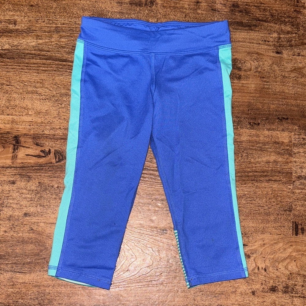 Kids Blue and Green Capri Leggings size 6/6x
